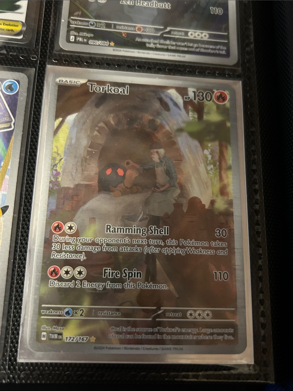 Pokemon Torkoal Card - Brown Black Red Accents